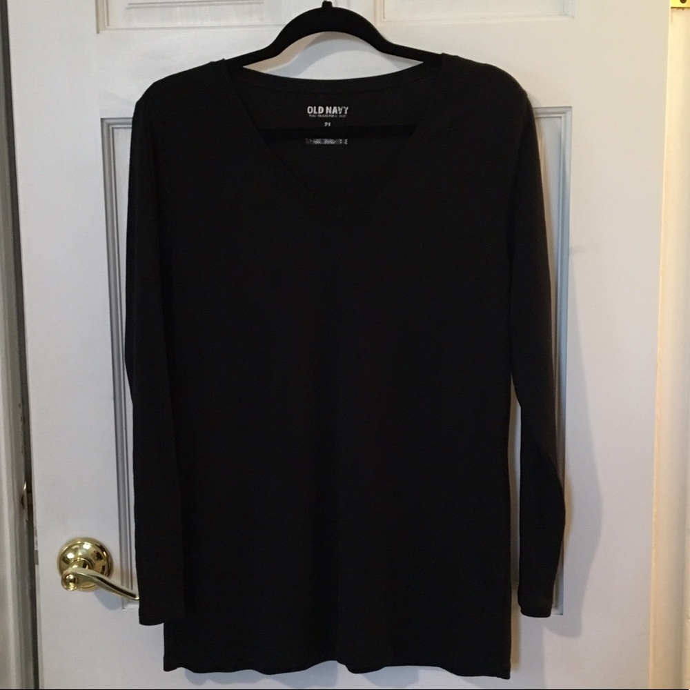 old navy - long sleeve v-neck tee - black 2X