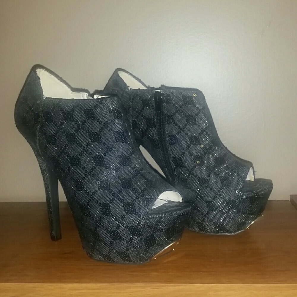 Paper Fox stiletto peep toe booties