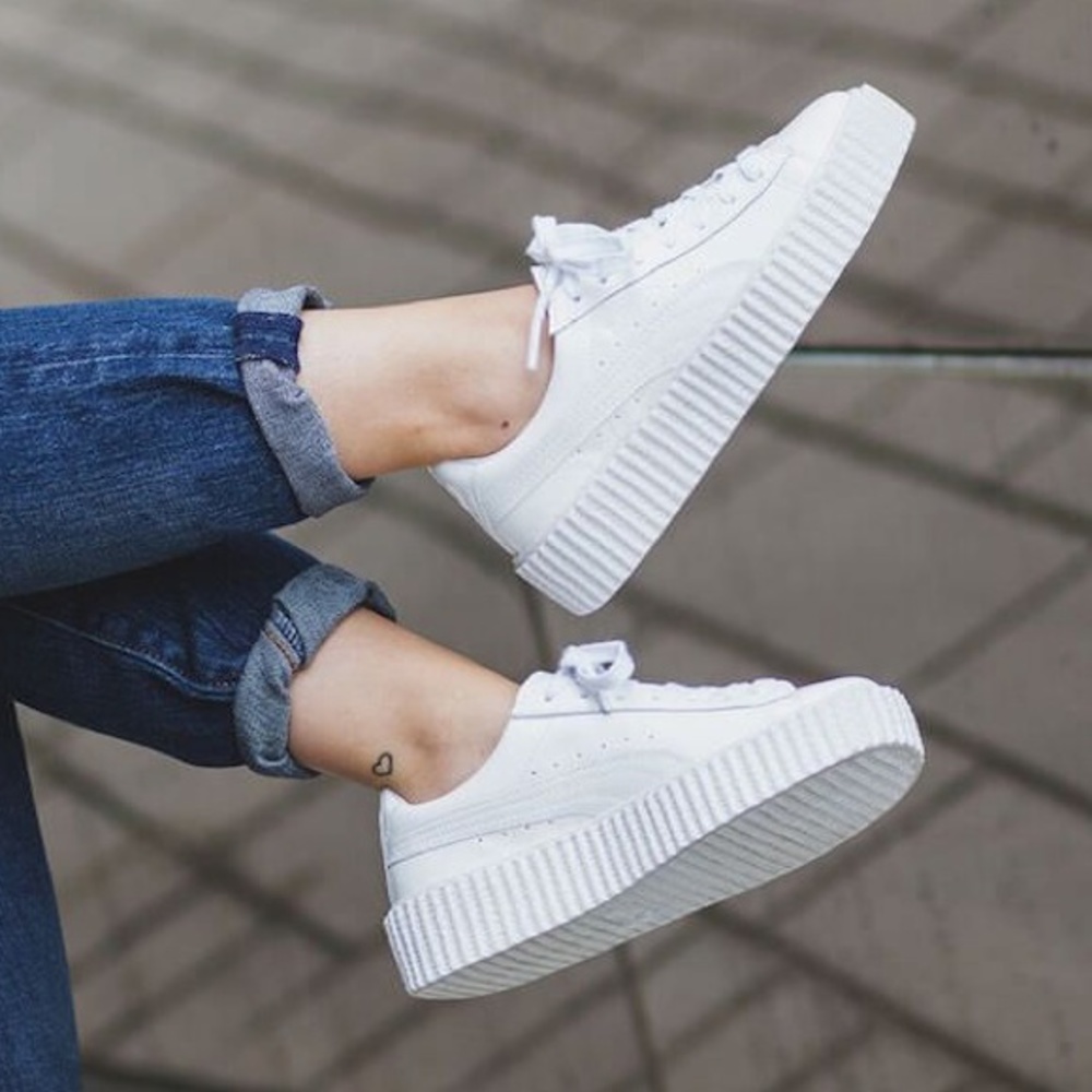 SOLD! Puma x Fenty Rihanna White Basket Creepers - Picture 1 of 4