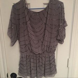 Dressy grey peplum blouse