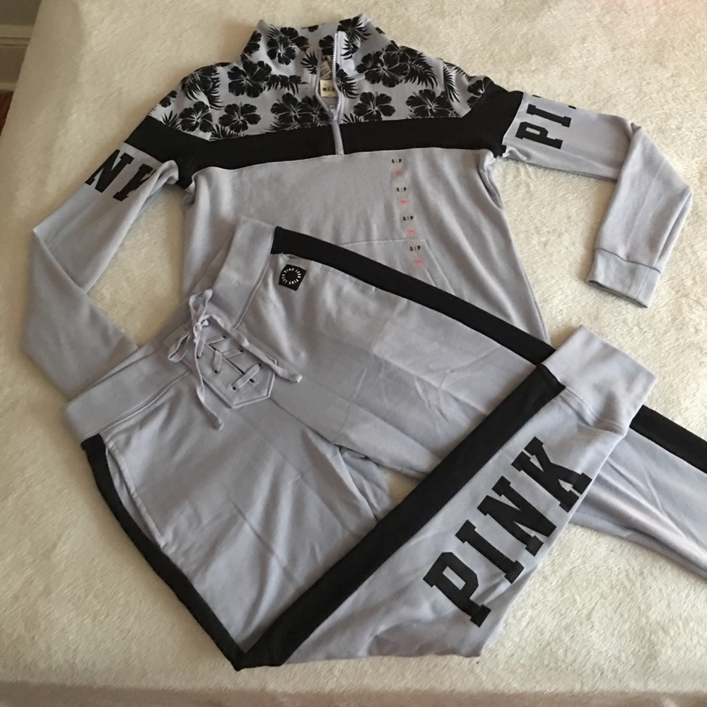 Pink Victoria's Secret Black Hibiscus Floral Set