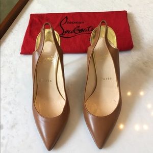Christian Louboutin size 6.5 light brown heels