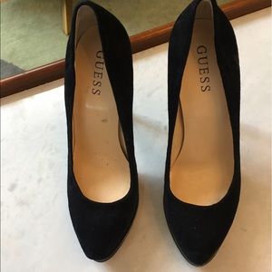 Guess black suede platform heels Sz 6, worn twice