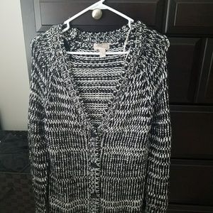 Black and White Thick Cardigan Sweater