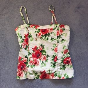 Tight fitting flower print blouse