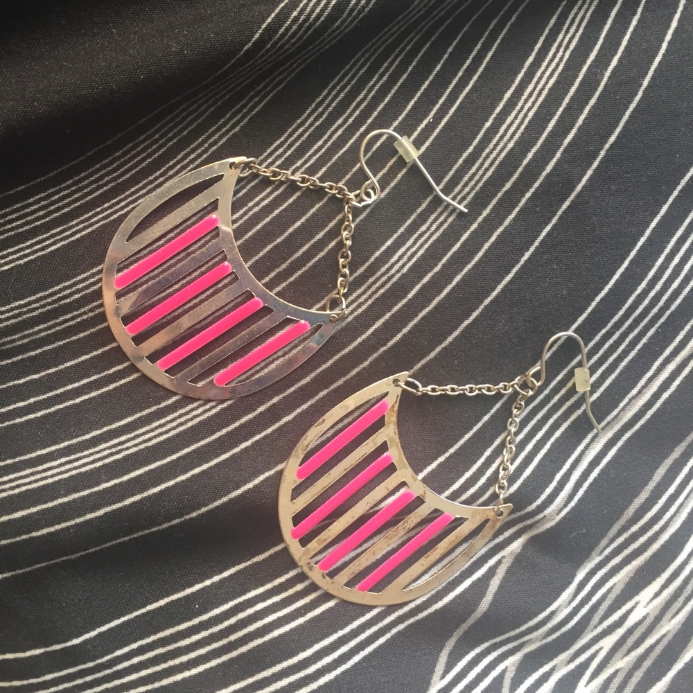 Pink/Silver Colored Earrings