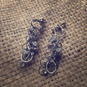 Clip earrings with clear gemstones