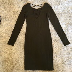 SUBMIT OFFER Olive lace front bodycon dress