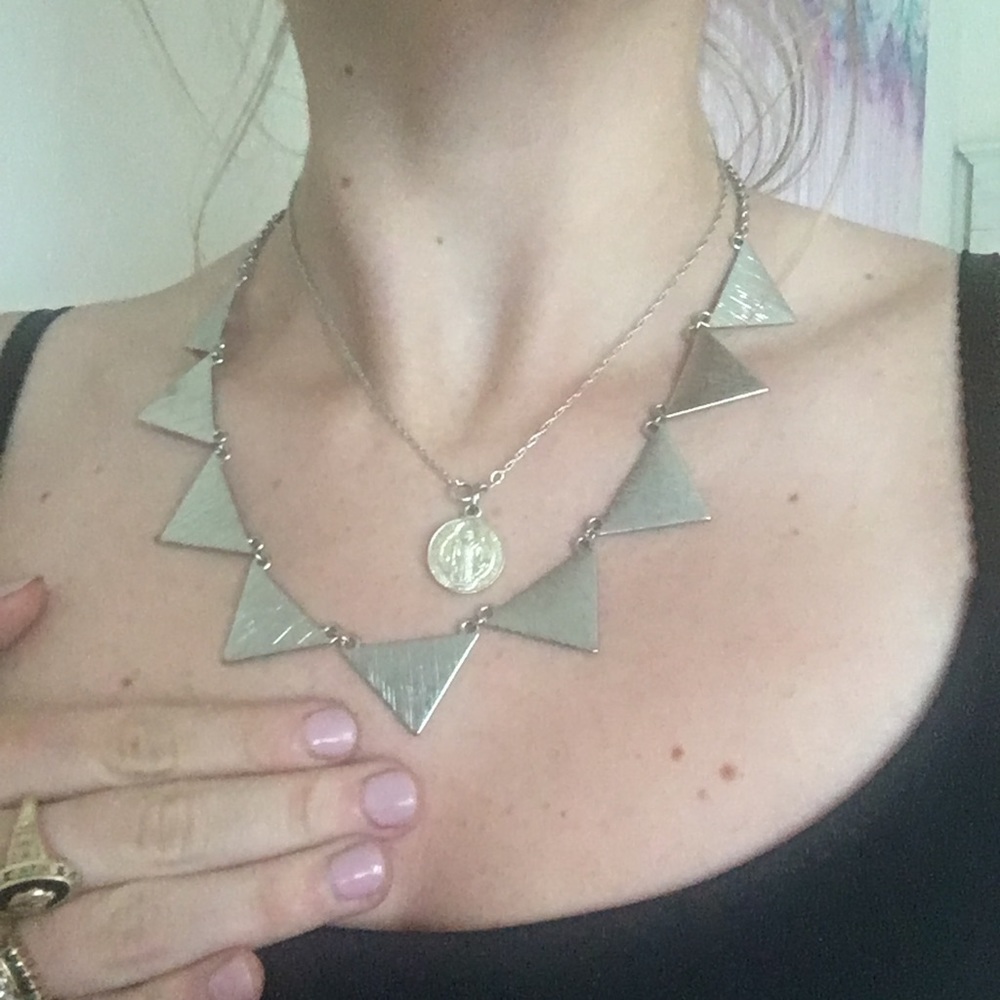 Silver triangle necklace