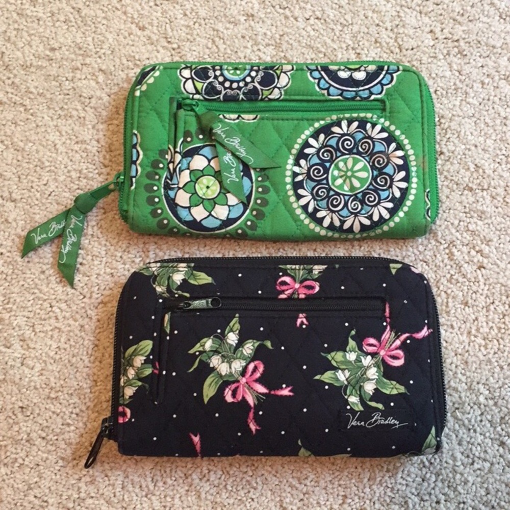 Two Vera Bradley zip around wallets package