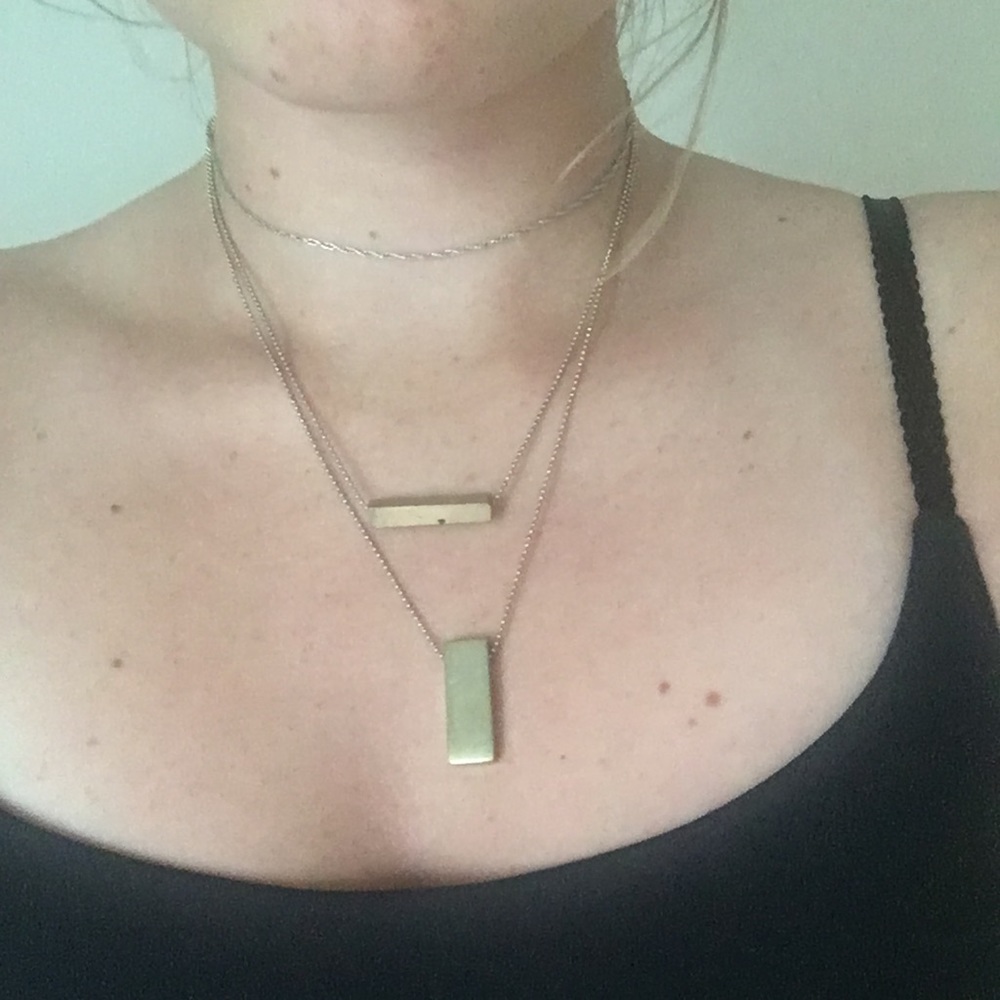 Geometric double chain gold necklace