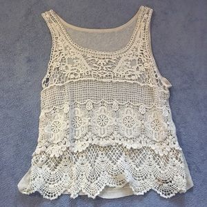 Knitted cream colored loose tank top/blouse