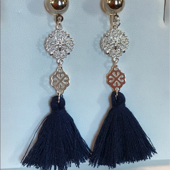 Jewelry - Cotton Tassel Earrings Silver Plated