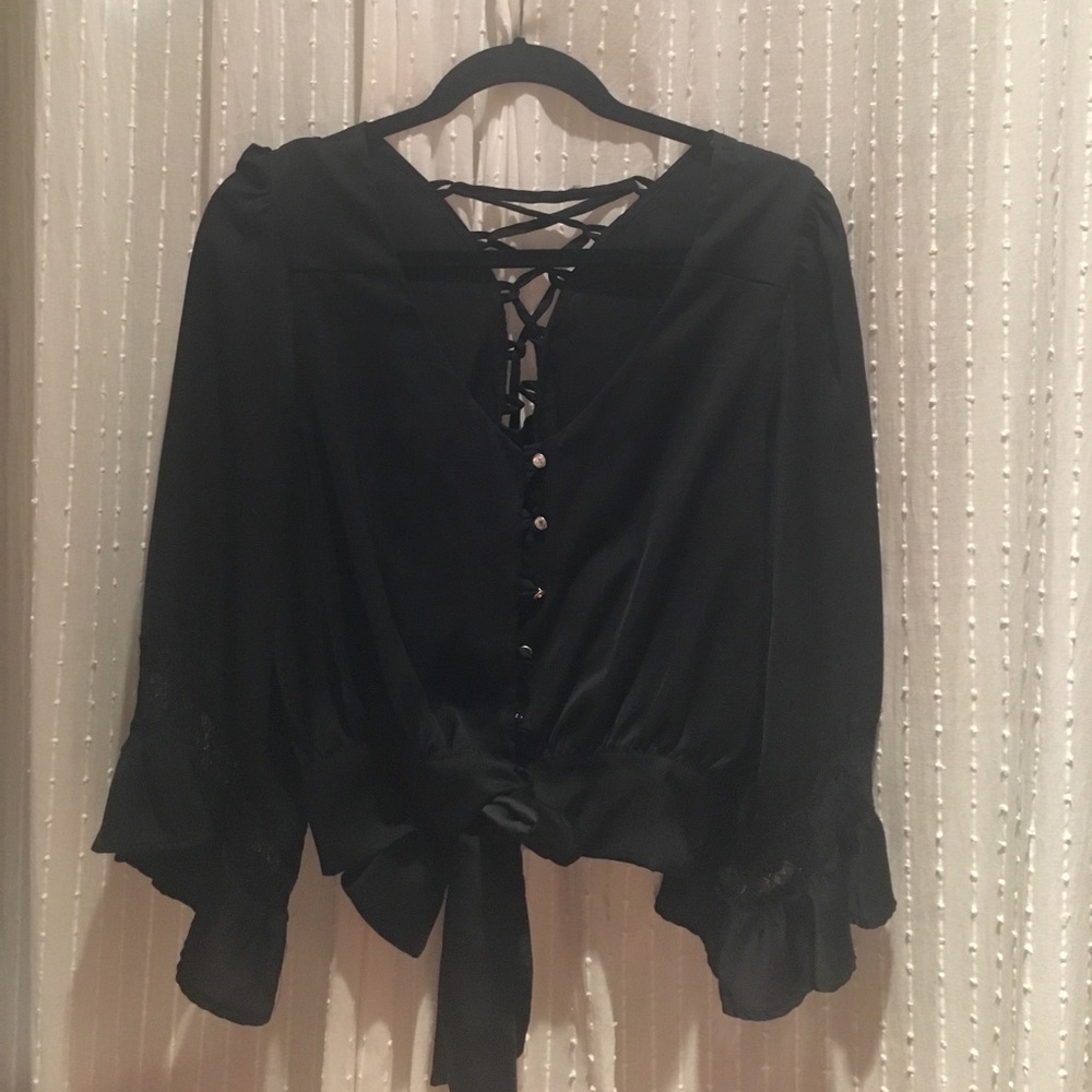 Black blouse with laced back