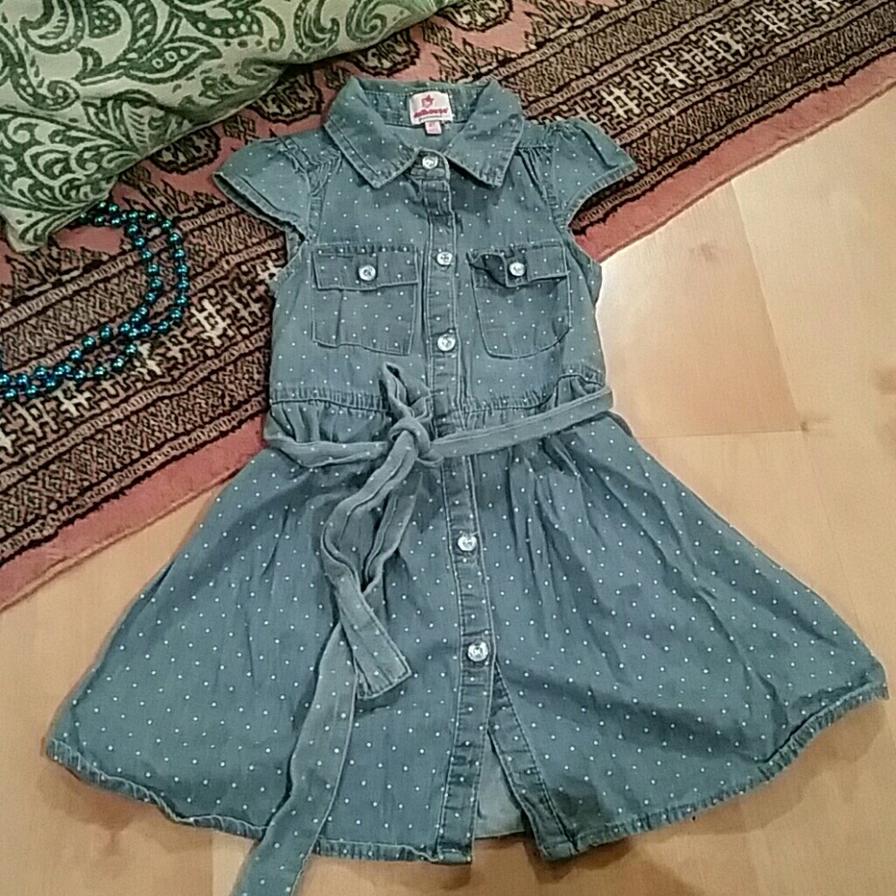 Girls Light denim dress with belt