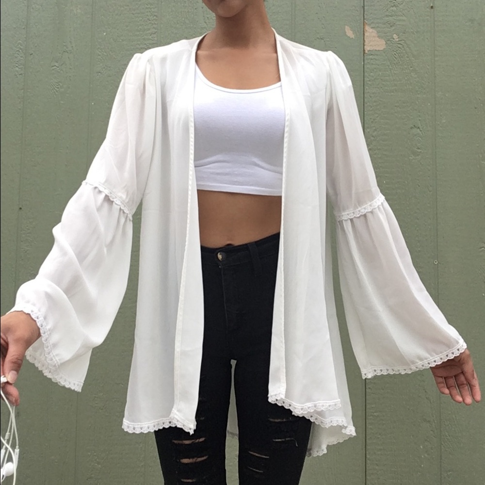 White sheet cardigan