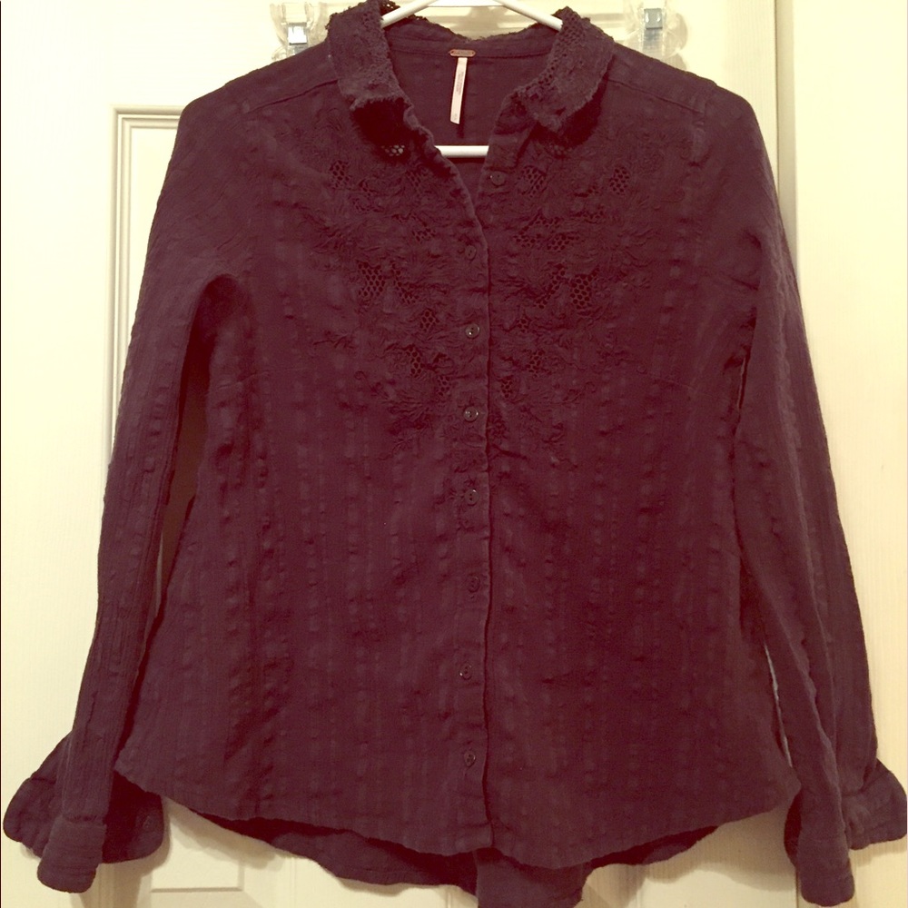 Free People Boho shirt in faded gray Size Small