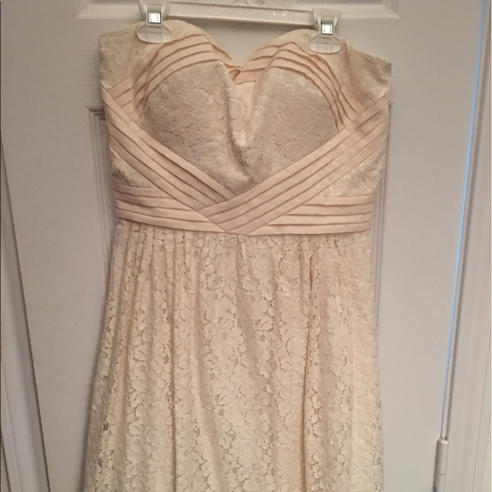 Strapless cream lace dress
