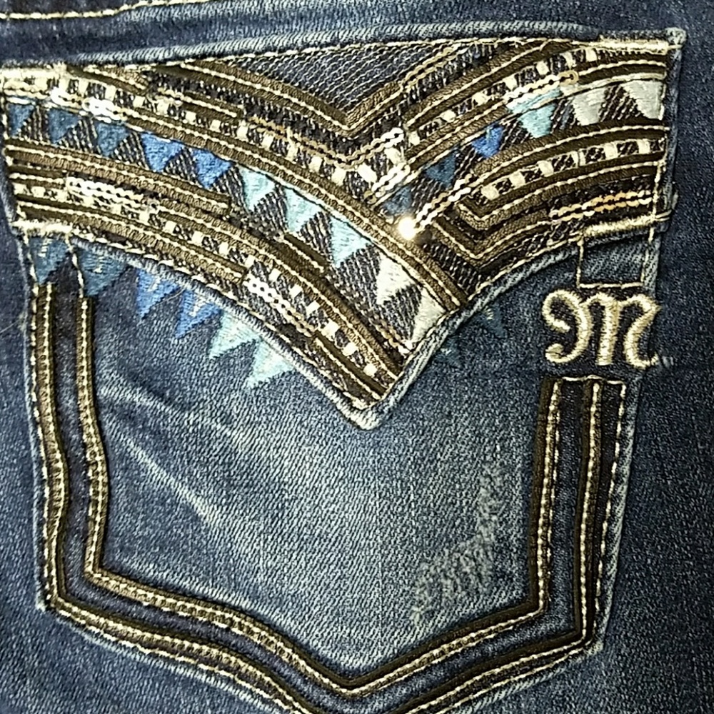 Miss me sequined with blue embroidery jeans!
