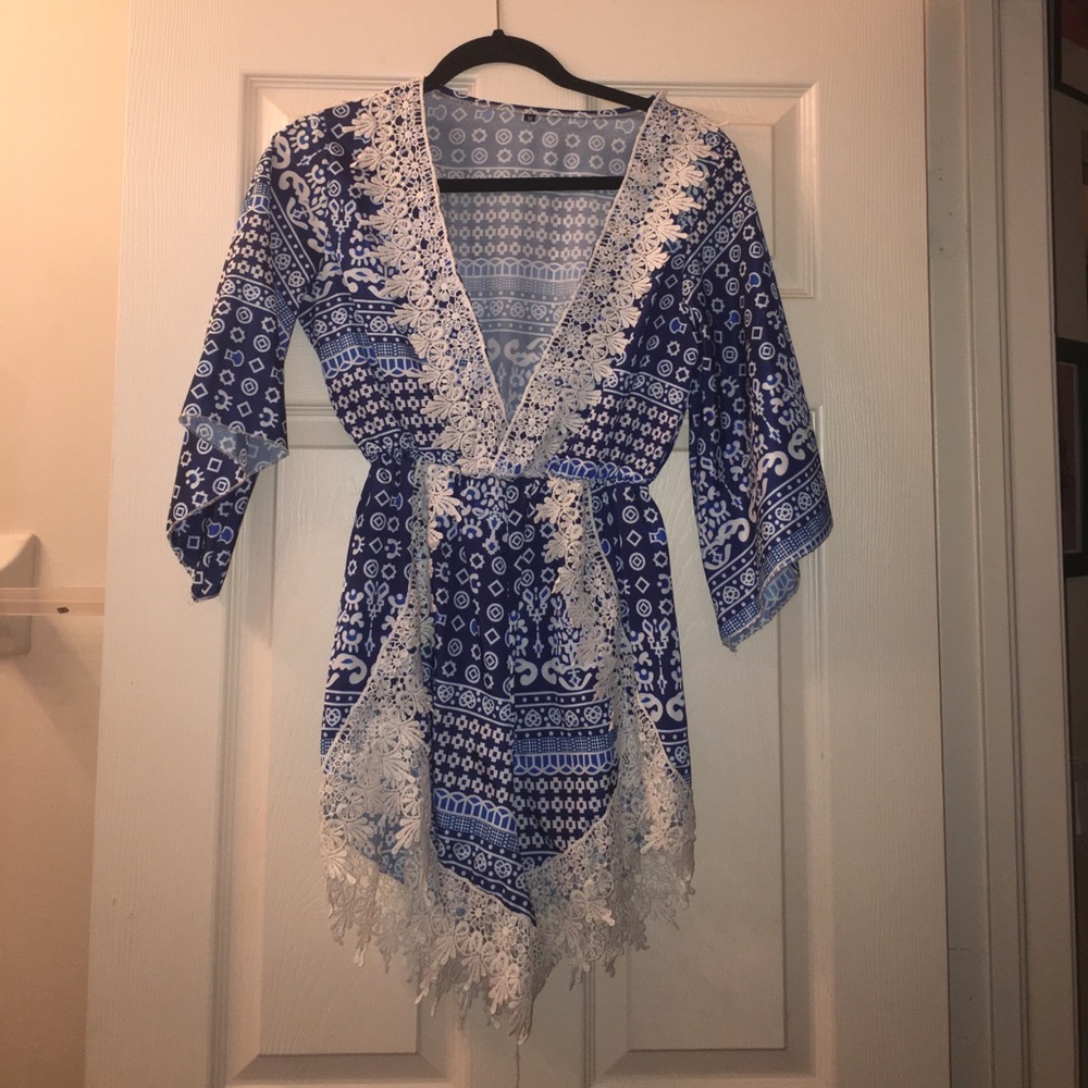 Patterned blue romper