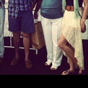 Cream lace Hi low maxi w/ shorts