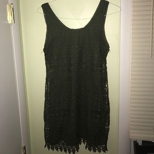 army green lace mini dress