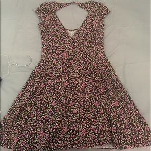 Ditzy Pink floral open back dress