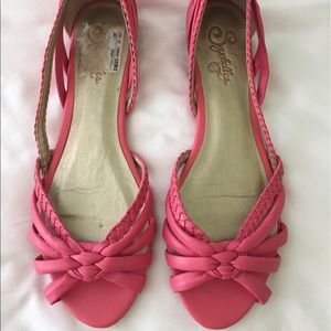 Seychelles Pink braided peep toe flat