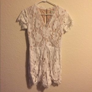 White/Nude Lace Romper