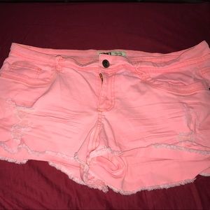Pink stretch denim shorts