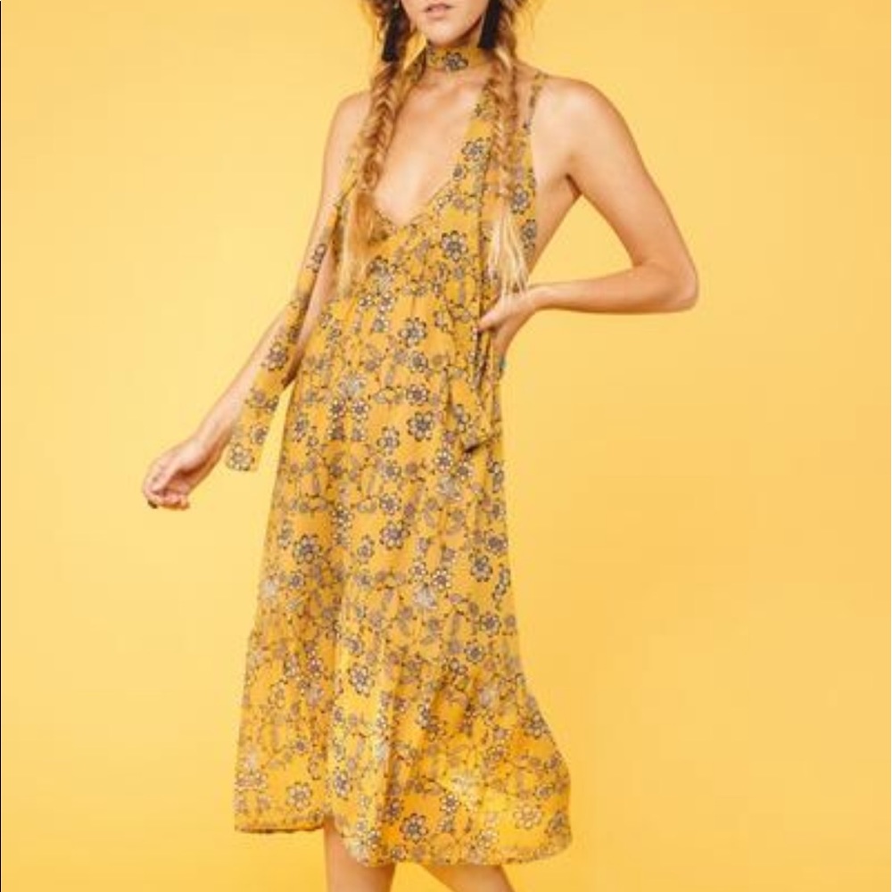 FOR LOVE AND LEMONS PIA DRESS MUSTARD