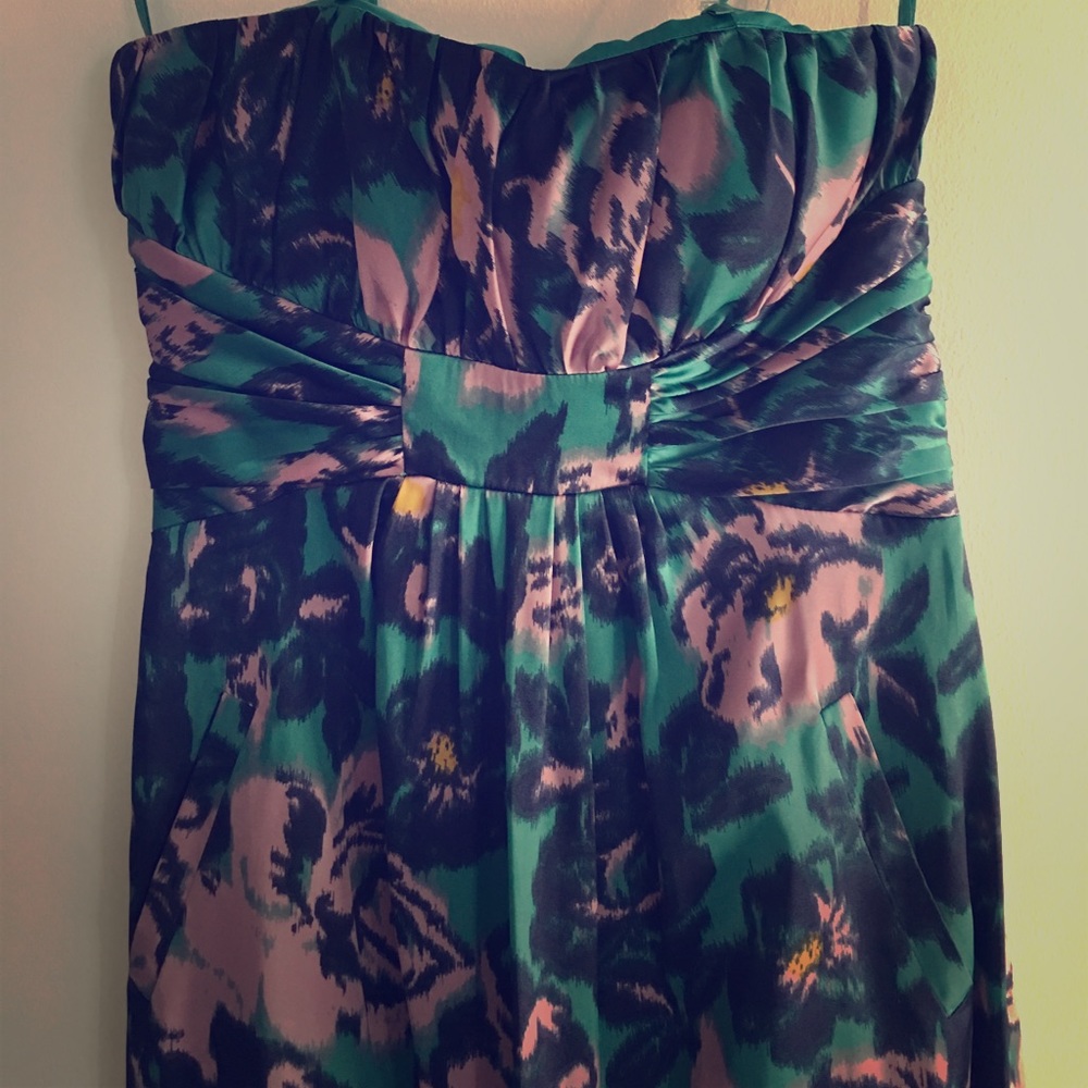 BCBG Paris Floral Maxi. Blue Green and Lavender