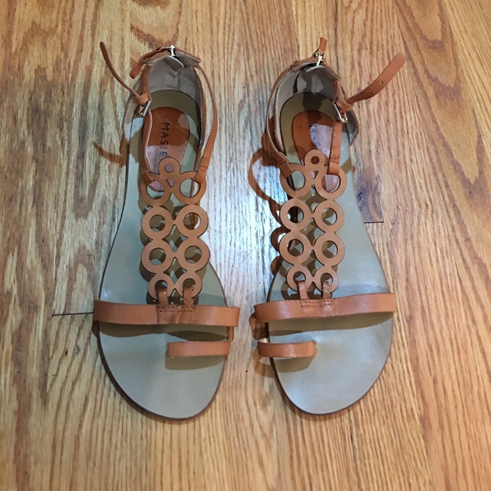 Women's Masiero Brown Leather Cut Out Sandals