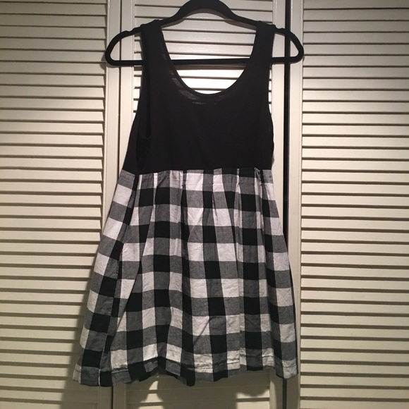 Black & White Checkered Flannel Dress - Picture 2 of 2