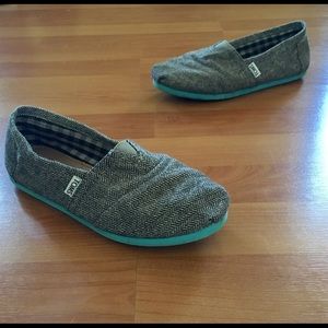 TOMS Classic Gray Herringbone Slip Ons