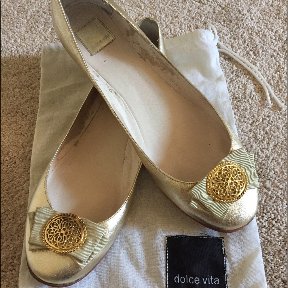 Gold Dolce Vita Ballet flats size 10