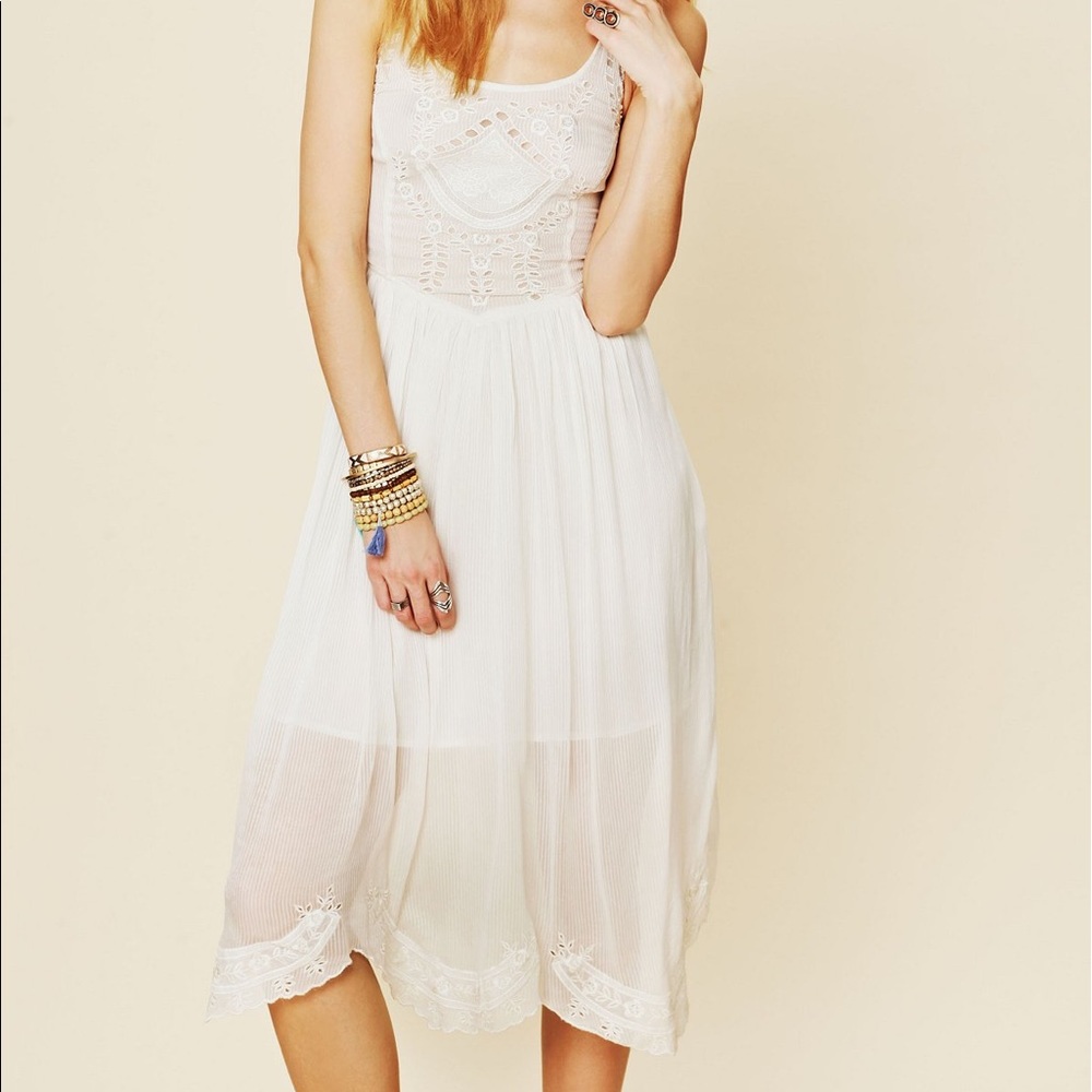 Free People ivory midi maxi dress, sz S