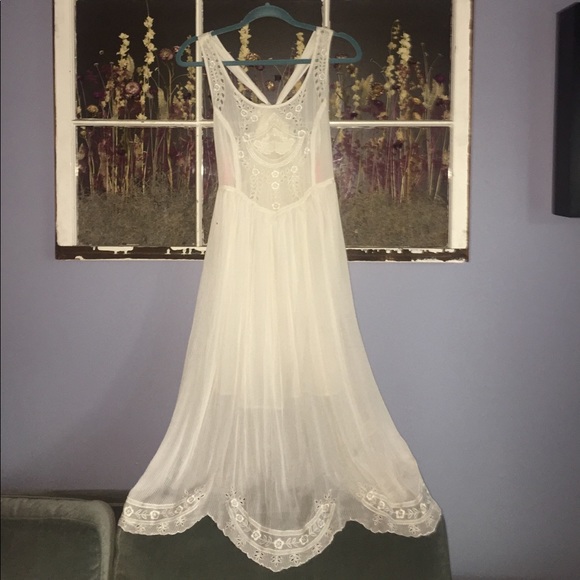 Free People ivory midi maxi dress, sz S - Picture 4 of 8