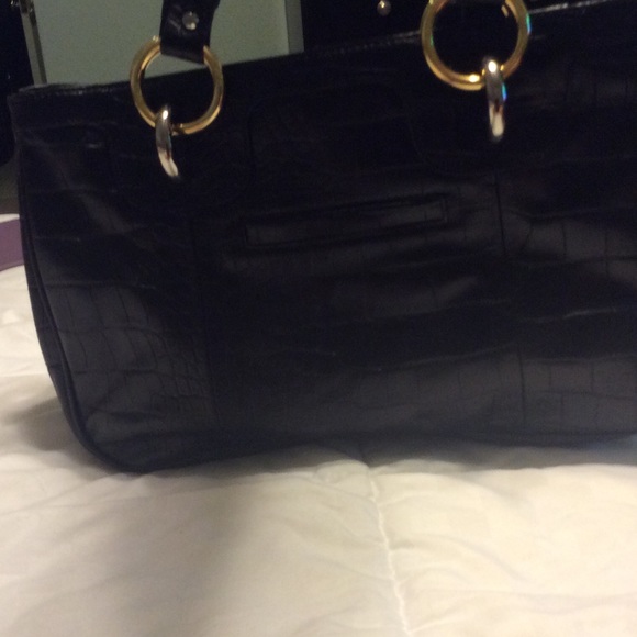 B. Makowsky Croco Embossed Leather Satchel - Picture 3 of 3