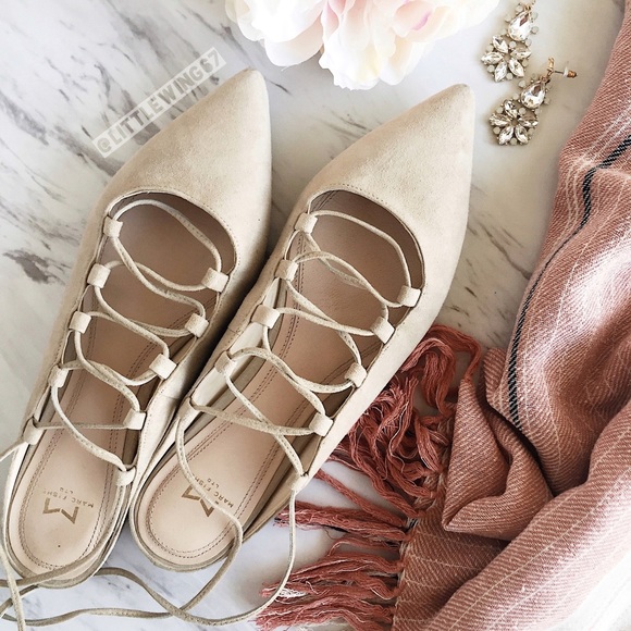 Marc Fisher Shoes - Marc Fisher wraparound lace-up suede flats
