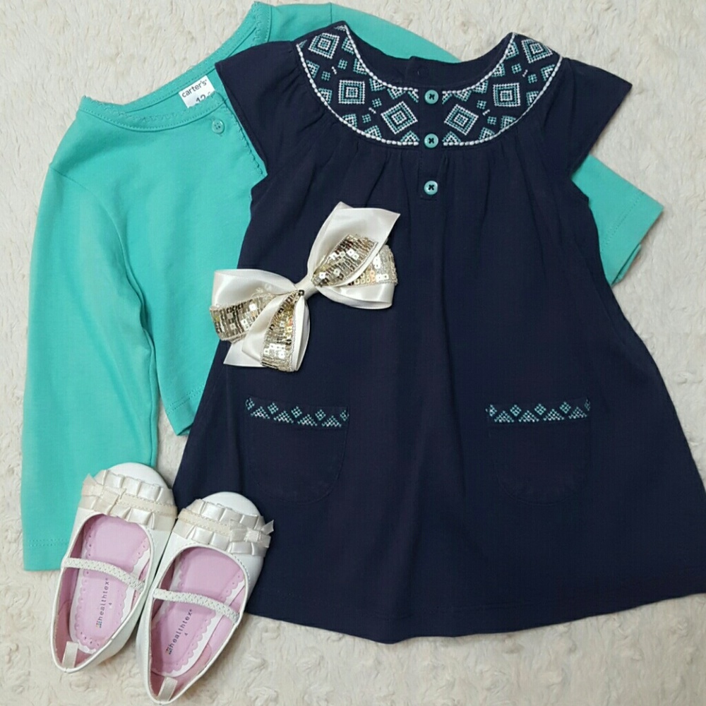 2 pc. Baby girl onesie dress w/cardigan!