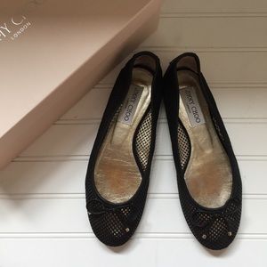 Jimmy Choo Black Walsh Lattice Ballerina Flats