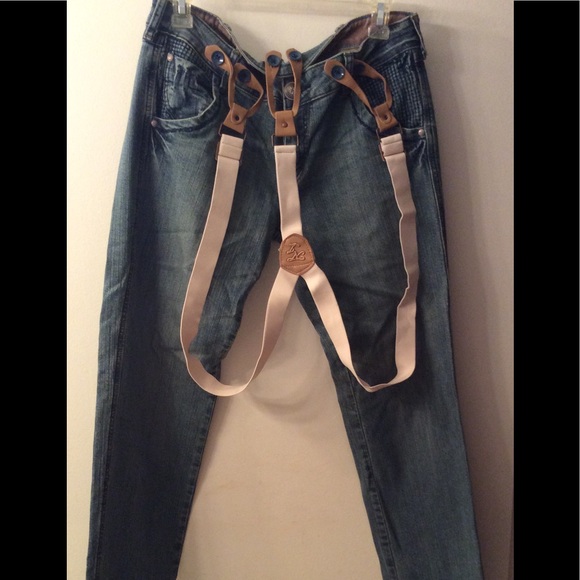 jeans with attached suspenders