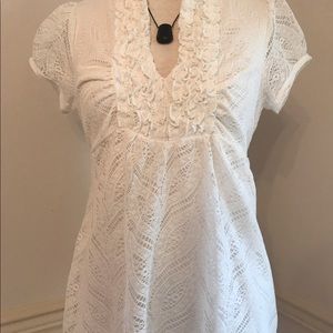 Heart Soul shirt sleeve lace top with tie