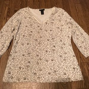 Cream flower & vine print top