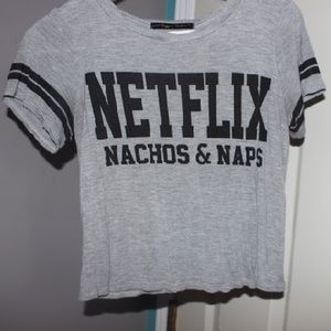 Netflix, nachos, and naps grey graphic tee
