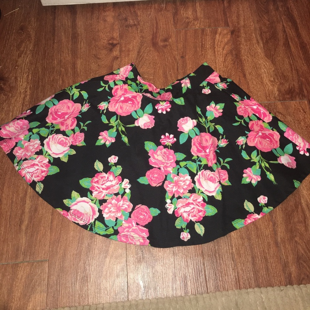 Pink floral skater skirt