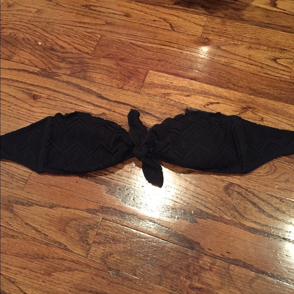 Black Strapless Lace Bikini Top