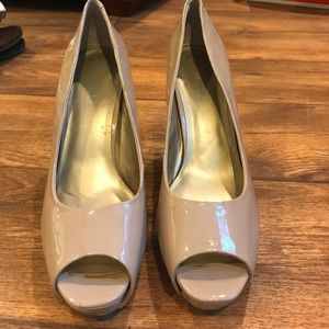 Nude peep toe heels