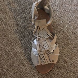 Beige suede sandals